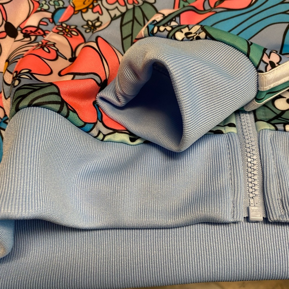adidas Kids Floral Retro Print Jacket in Pink, Blue, Green - Picture 3 of 4
